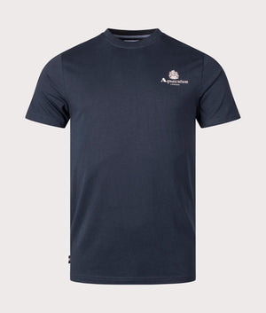 Active Small Logo T-Shirt in Navy by Aquascutum. EQVVS Front Angle shot.