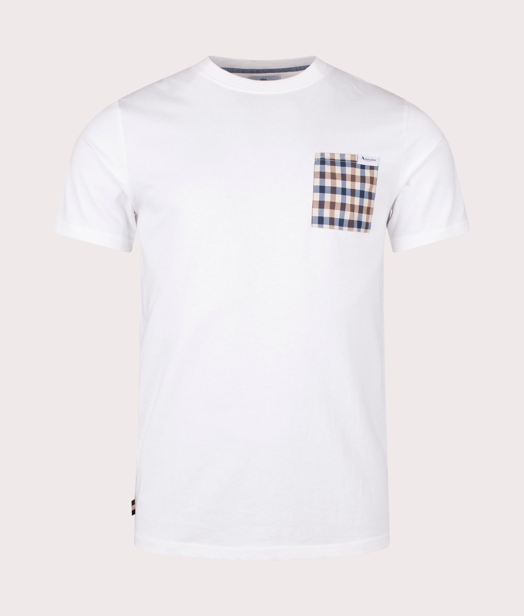 Active Club Check Pocket T-Shirt in Optical White by Aquascutum. EQVVS Front Angle Shot.