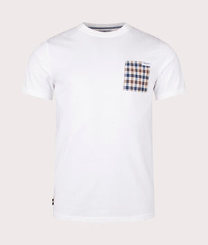 Active Club Check Pocket T-Shirt in Optical White by Aquascutum. EQVVS Front Angle Shot.