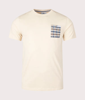 Active Club Check Pocket T-Shirt in Beige by Aquascutum. EQVVS Front Angle Shot.