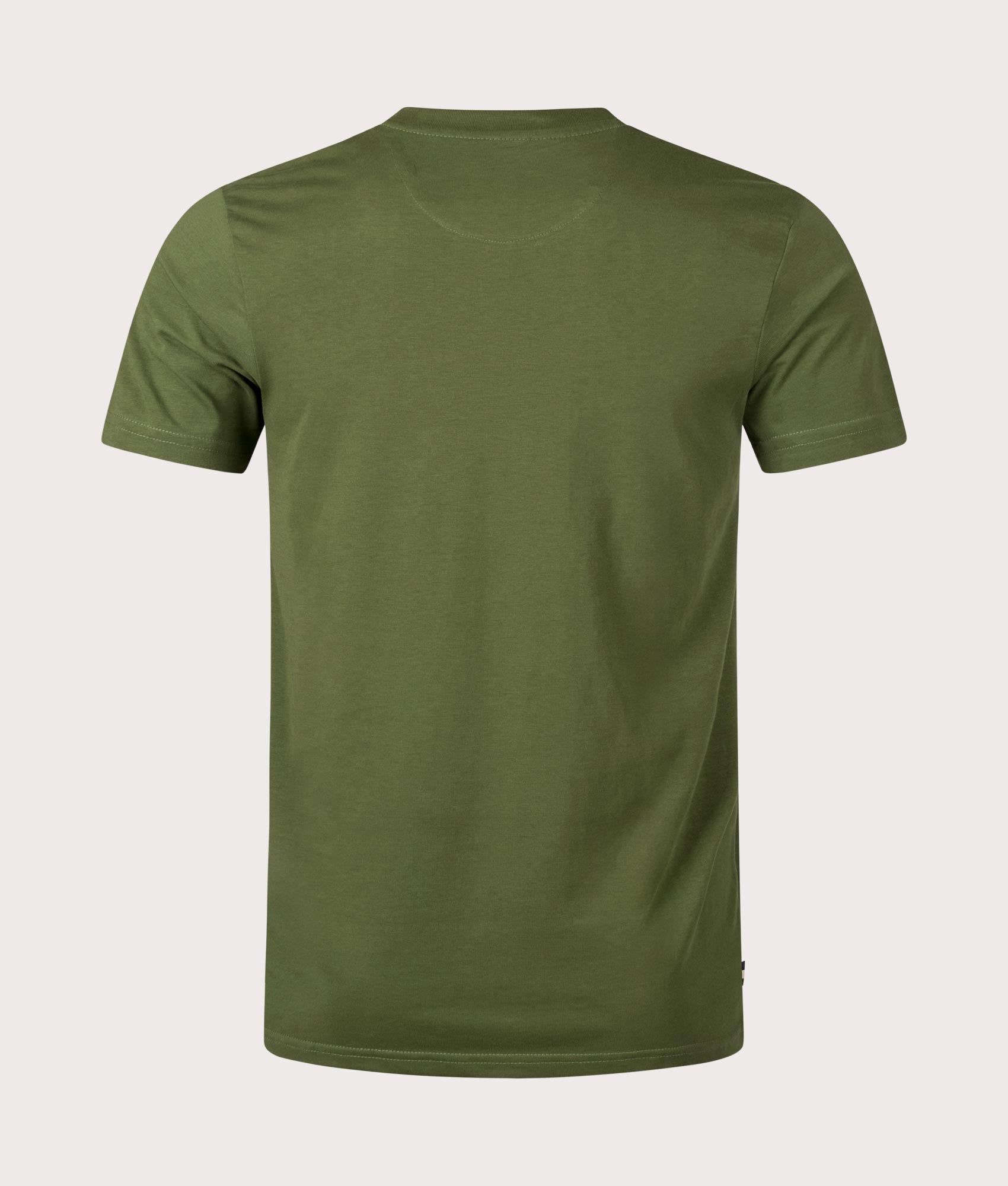 Active Club Check Pocket T-Shirt in Army Green by Aquascutum. EQVVS Back Angle Shot.