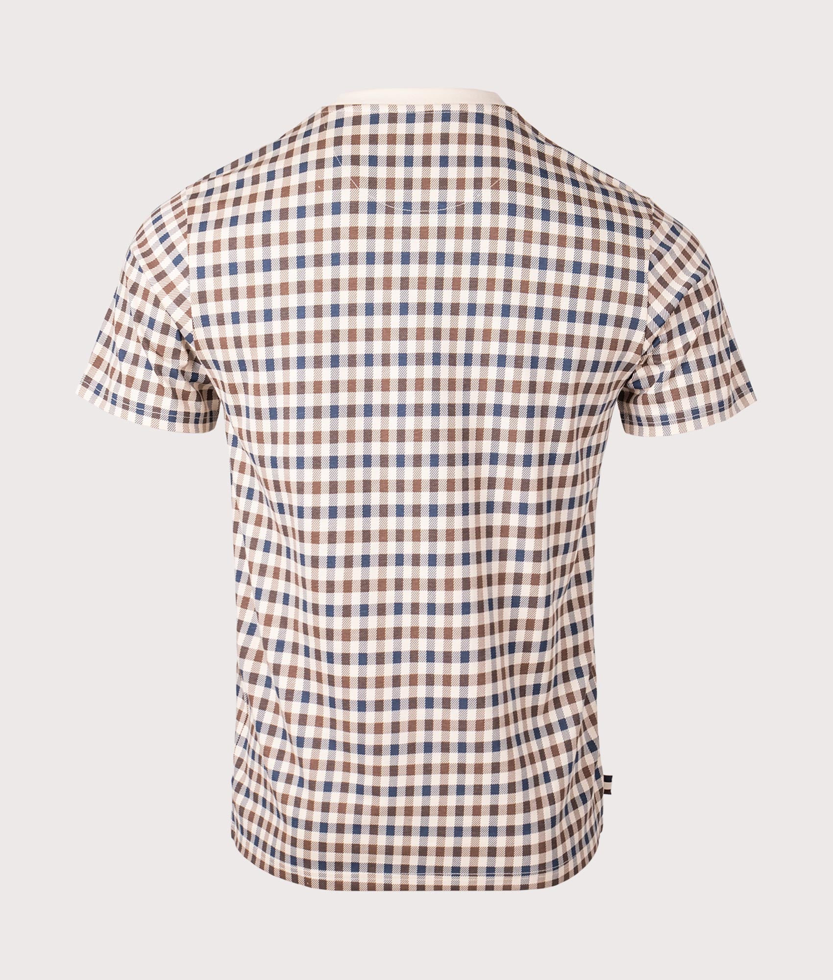 Active Club Check T-Shirt in Beige by Aquascutum. EQVVS Back Angle Shot