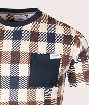 Active Macro Check T-Shirt in Navy by Aquascutum. EQVVS Detail Shot.