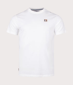 Active Club Check Patch T-Shirt in Optical White by Aquascutum. EQVVS Front Angle Shot.