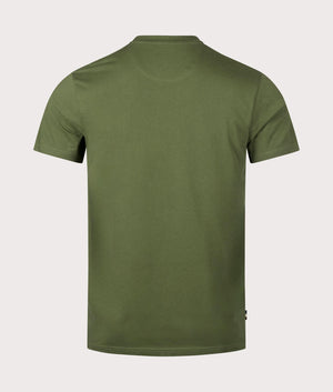Active Club Check Patch T-Shirt in Army Green by Aquascutum. EQVVS Back Angle Shot.