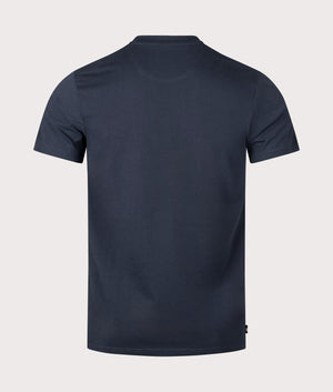 Active Club Check Patch T-Shirt in Navy by Aquascutum. EQVVS back angle shot.