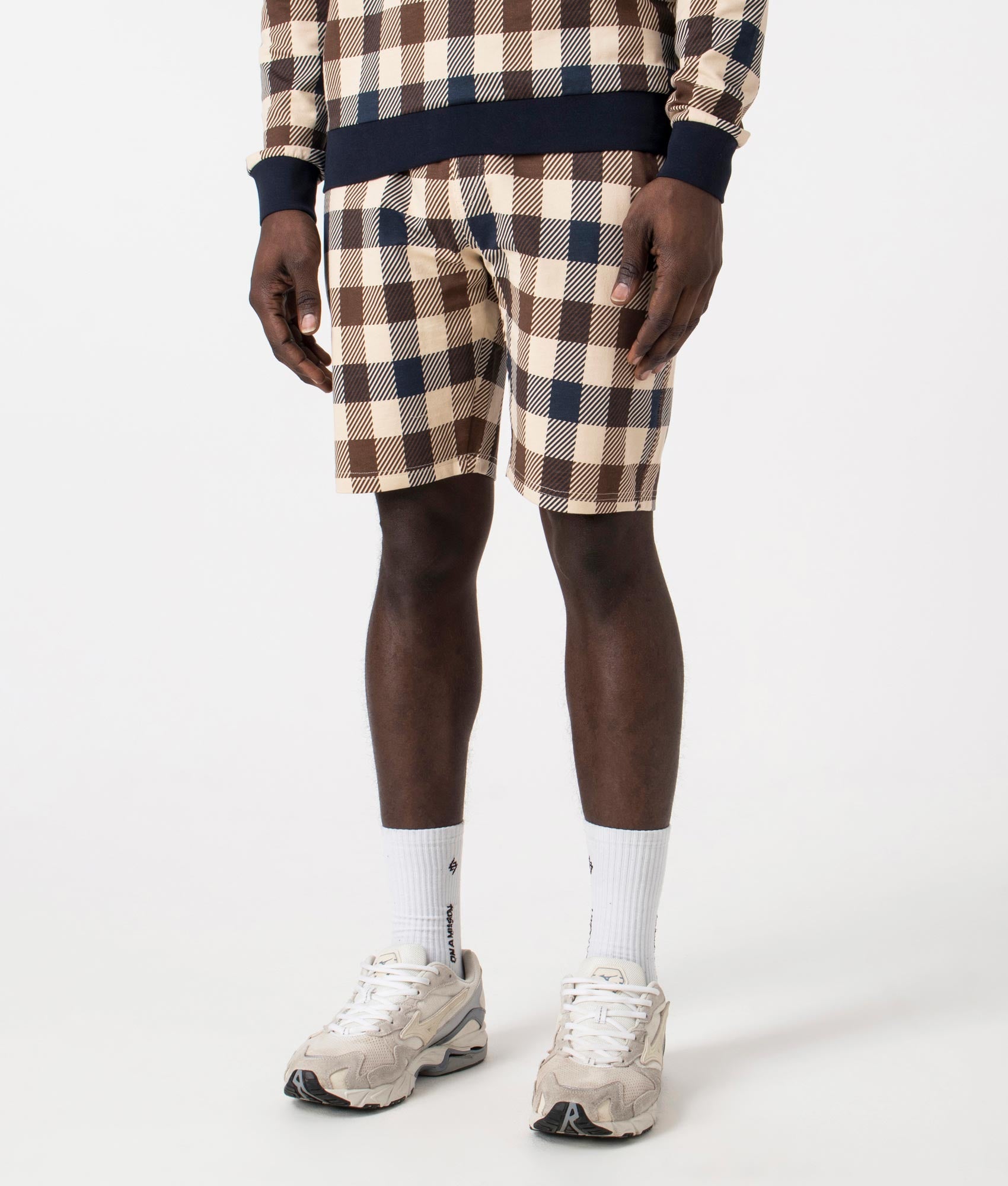 Macro Check Shorts by Aquascutum. EQVVS Side Angle Shot.