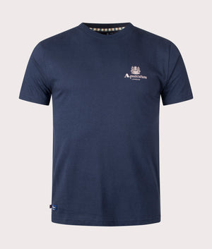Beach Basic Small Logo T-Shirt in Navy by Aquascutum. EQVVS Front Angle Shot.