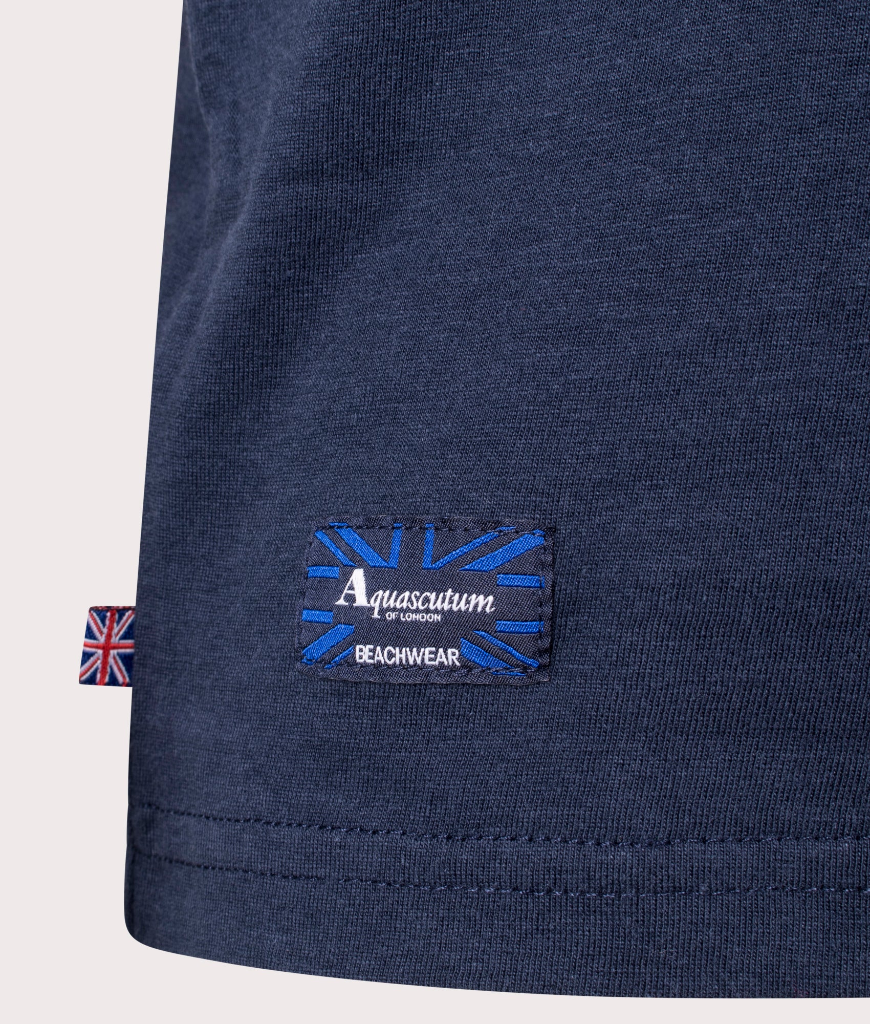 Beach Basic Small Logo T-Shirt in Navy by Aquascutum. EQVVS Detail Shot.