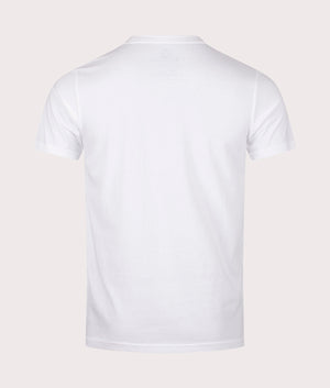 Active Cotton Stripes T-Shirt in White by Aquascutum. EQVVS Back Angle Shot.