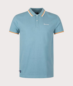 Active Cotton Stripes Dry-Fit Polo Shirt in Avio by Aquascutum. EQVVS Front Angle Shot.
