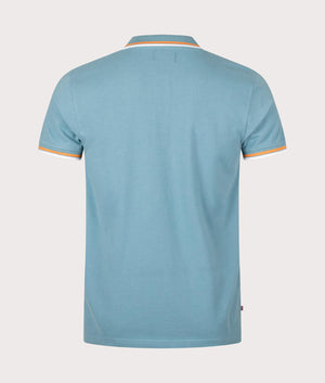 Active Cotton Stripes Dry-Fit Polo Shirt in Avio by Aquascutum. EQVVS Back Angle Shot.