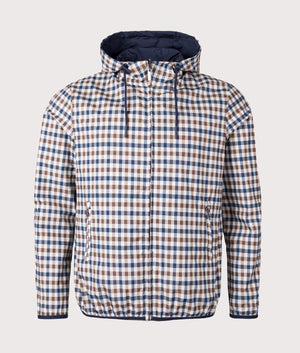 Sailor Check Reversible Jacket in Navy by Aquascutum. EQVVS Front Angle Shot.