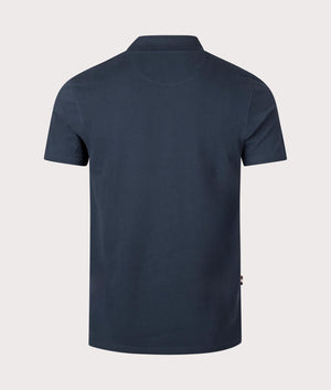 Active Check Patch Polo Shirt in Navy by Aquascutum. EQVVS back angle shot.