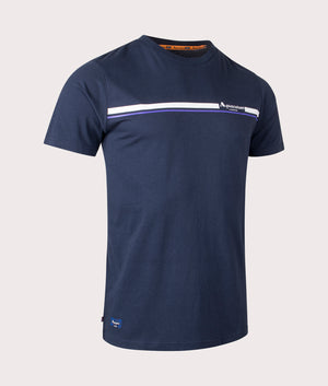 Active Cotton Stripes T-Shirt in Navy by Aquascutum. EQVVS Side Angle Shot.
