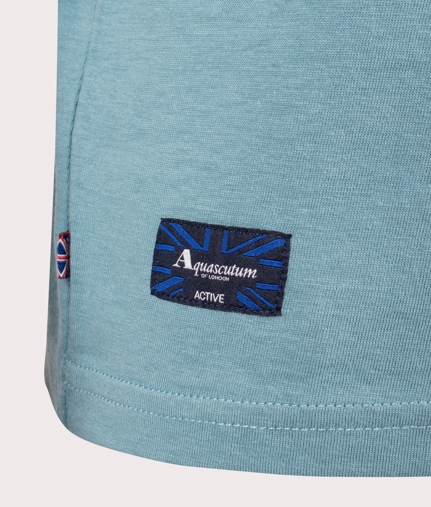 Active Cotton Stripes T-Shirt in Avio by Aquascutum. EQVVS Detail Shot.