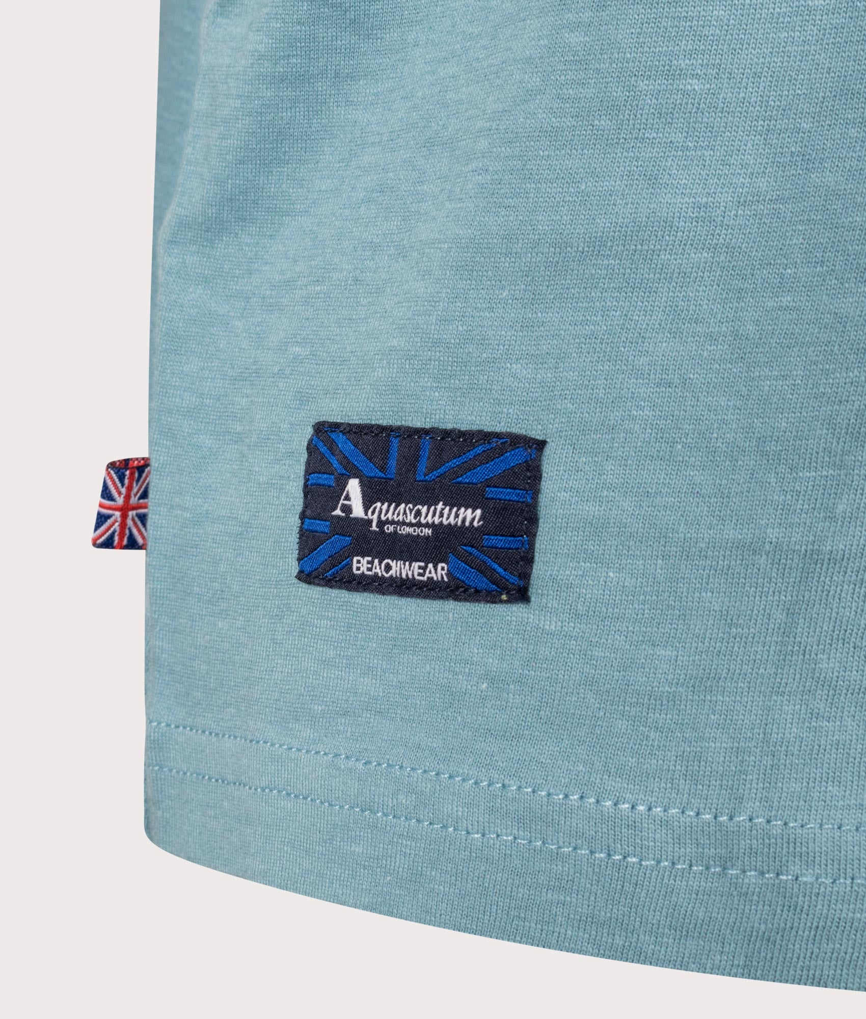 Beach Basic Small Logo T-Shirt in Avio by Aquascutum. EQVVS Detail Shot.