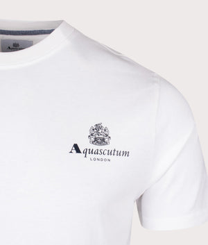 Active Small Logo T-Shirt in Optical White by Aquascutum. EQVVS detail shot.