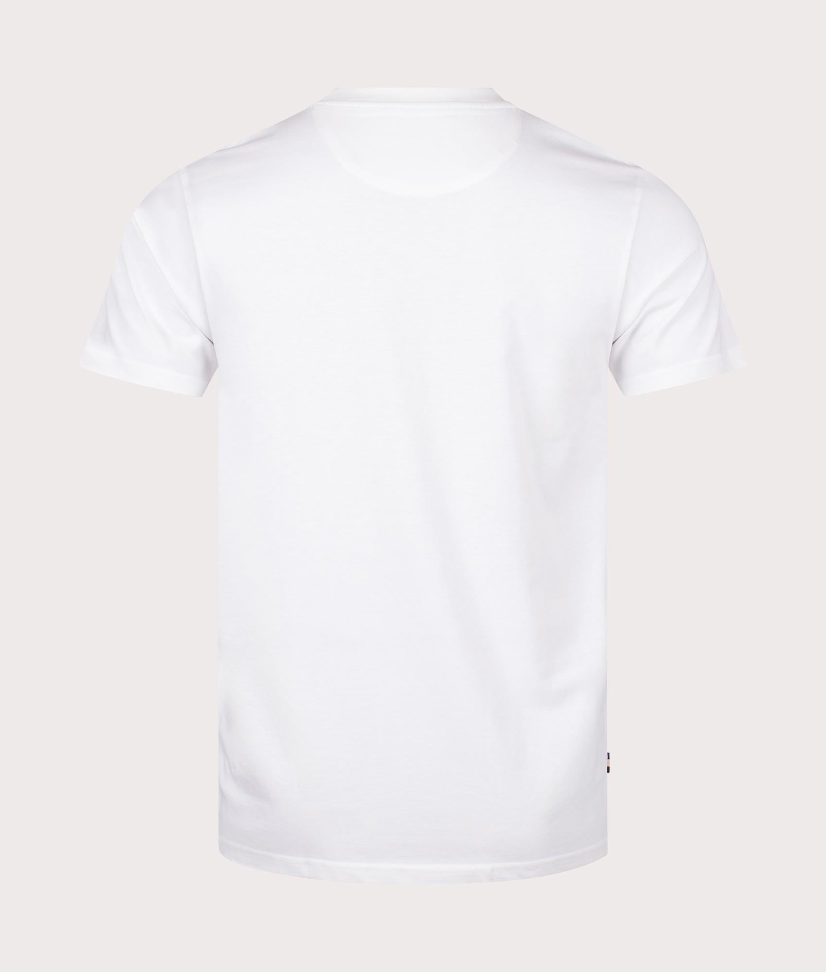 Active Small Logo T-Shirt in Optical White by Aquascutum. EQVVS back angle shot.