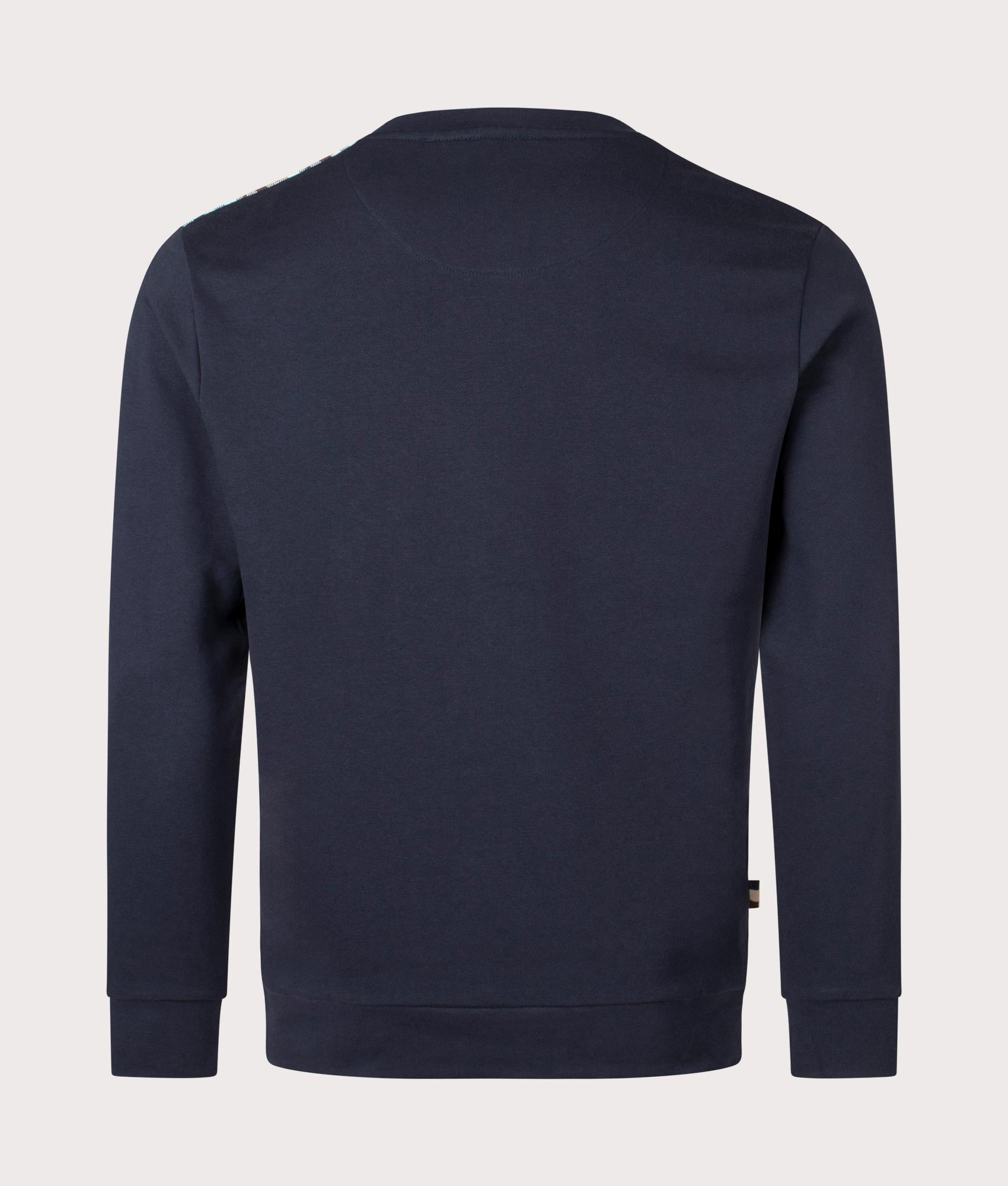 Aquascutum Aquascutum Active Club Check Crewneck Sweatshirt in Navy, 100% Organic Cotton. EQVVS Back Shot
