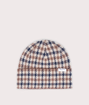 Aquascutum Club Check Beanie in Club Check, 100% Wool. At EQVVS, Front detail shot