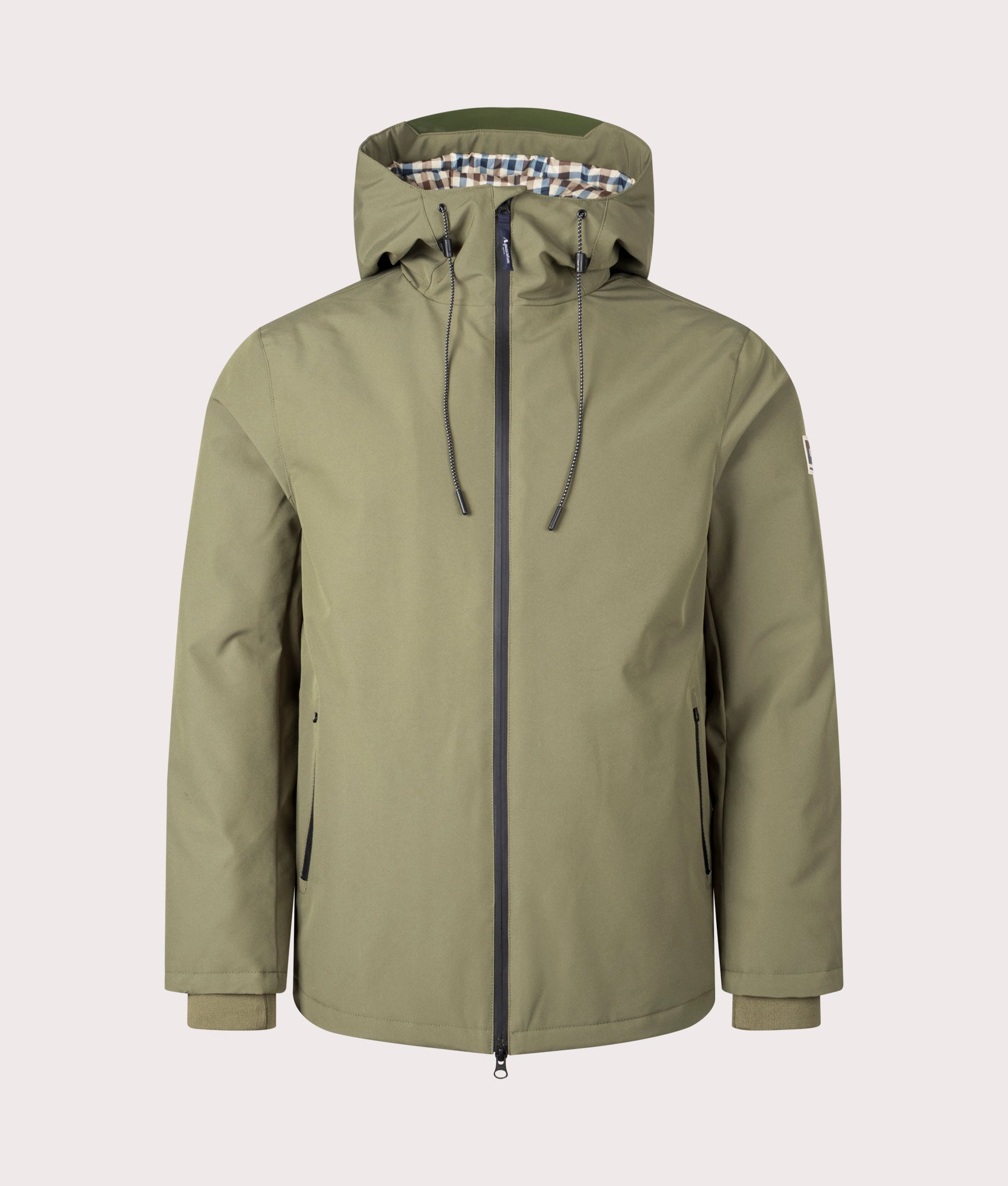 Shell Active Mid Parka Army Green by Aquascutum. Shot at EQVVS. Front shot. 