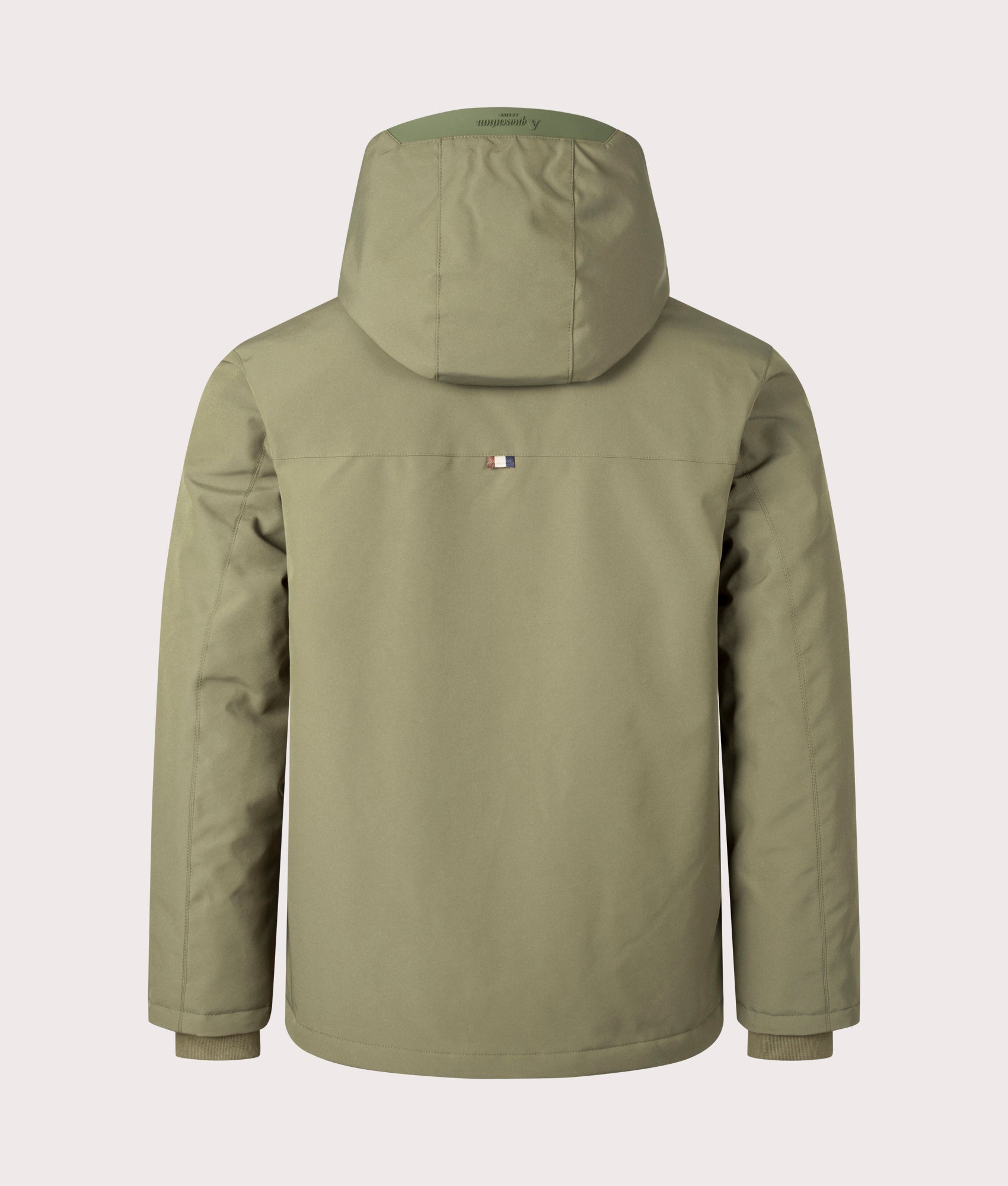 Shell Active Mid Parka Army Green by Aquascutum. Shot at EQVVS. Reverse shot. 