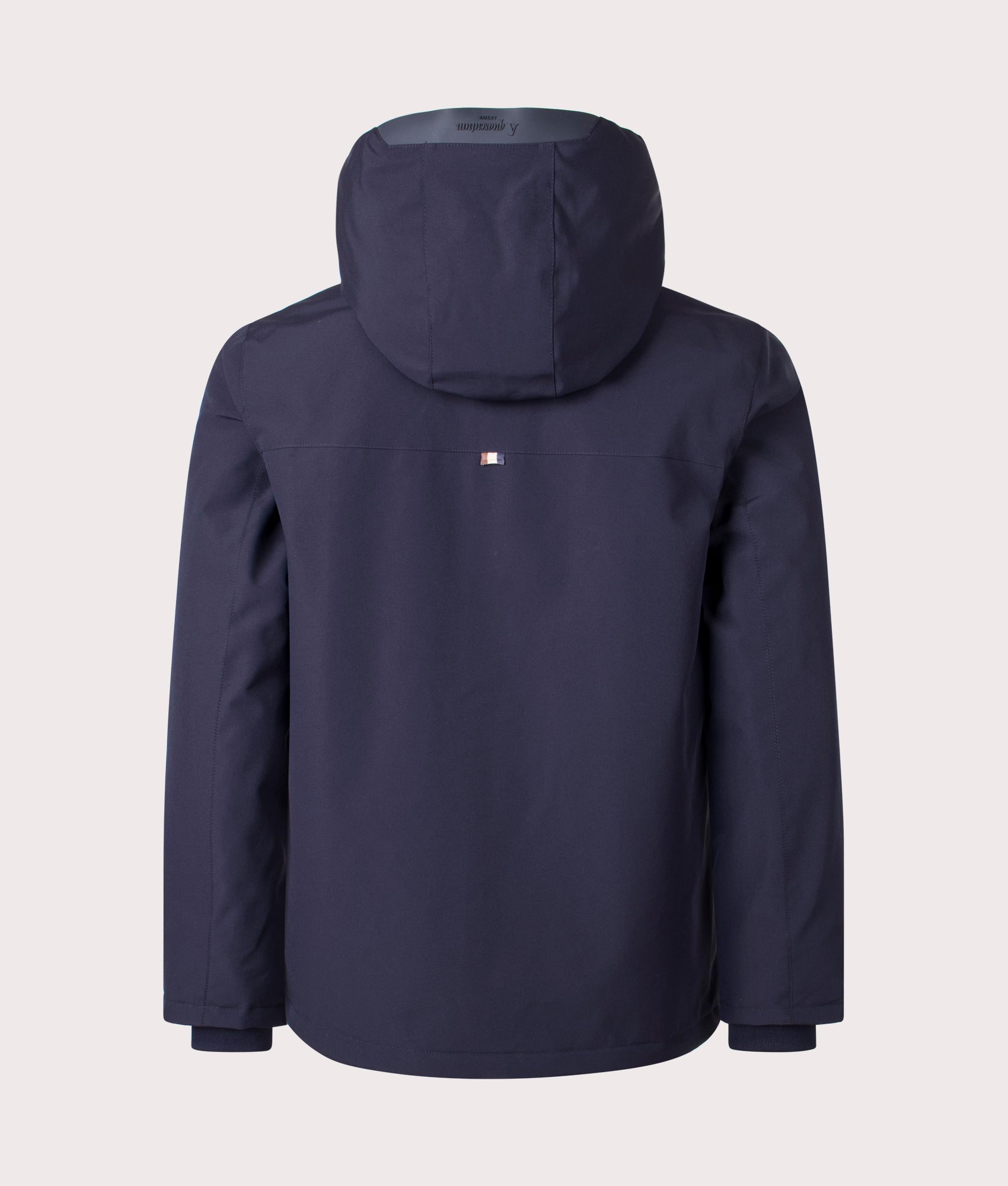 Aquascutum Active Mid Shell Parka in Navy. Shot at EQVVS. Back shot. 