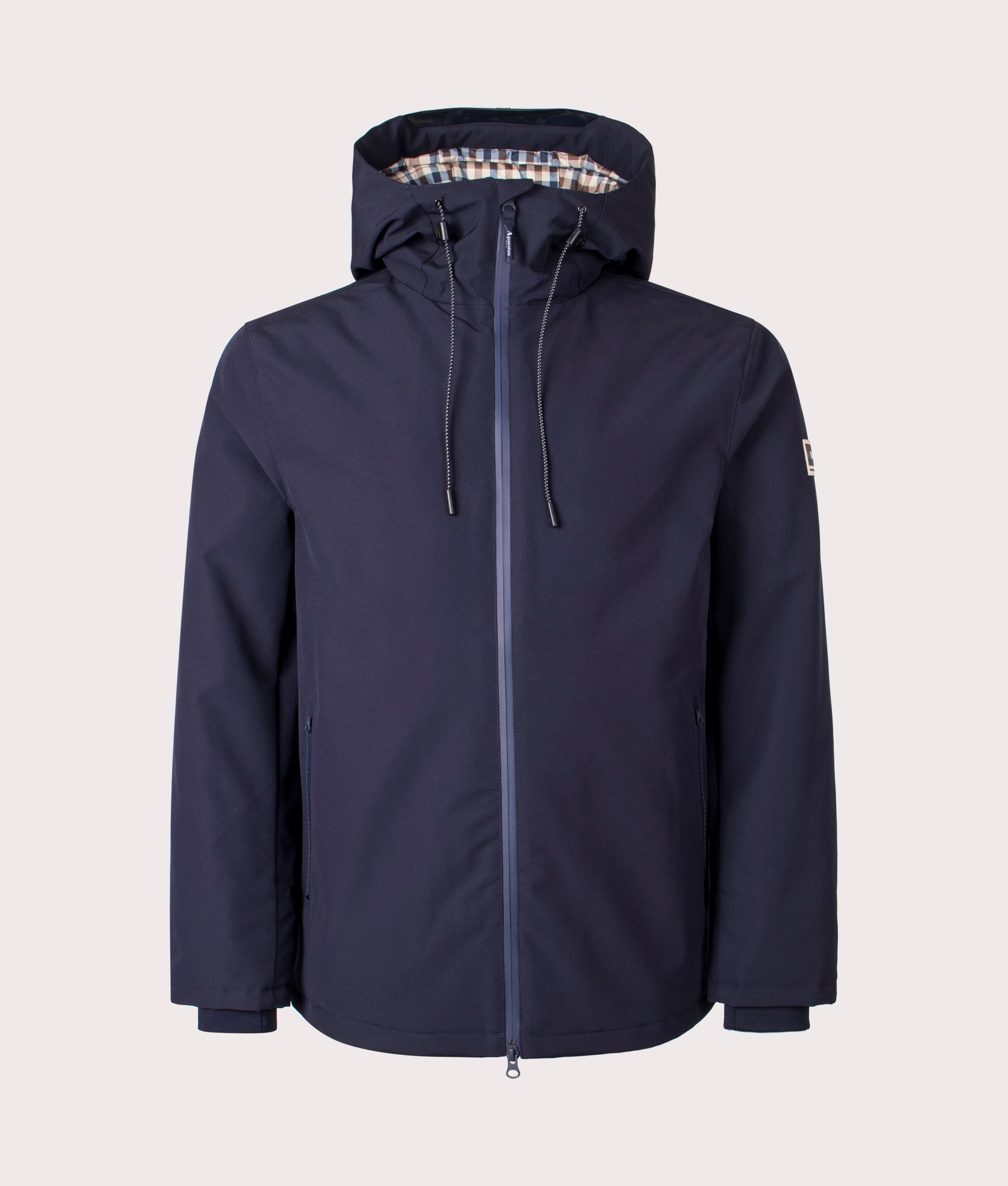 Aquascutum Active Mid Shell Parka in Navy. Shot at EQVVS. Front shot. 