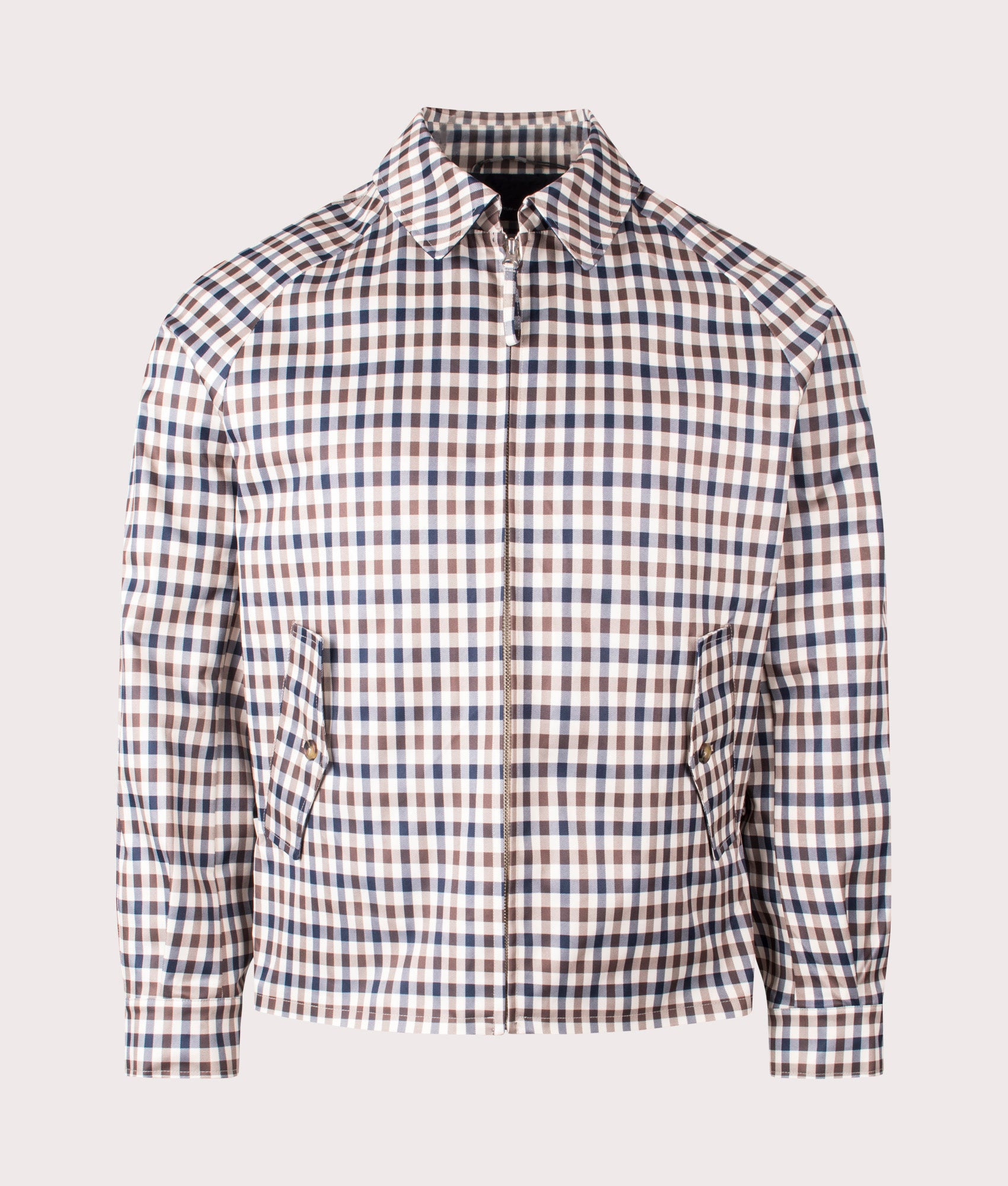Aquascutum Archival Mid Jacket in Club Check at EQVVS. Front shot.