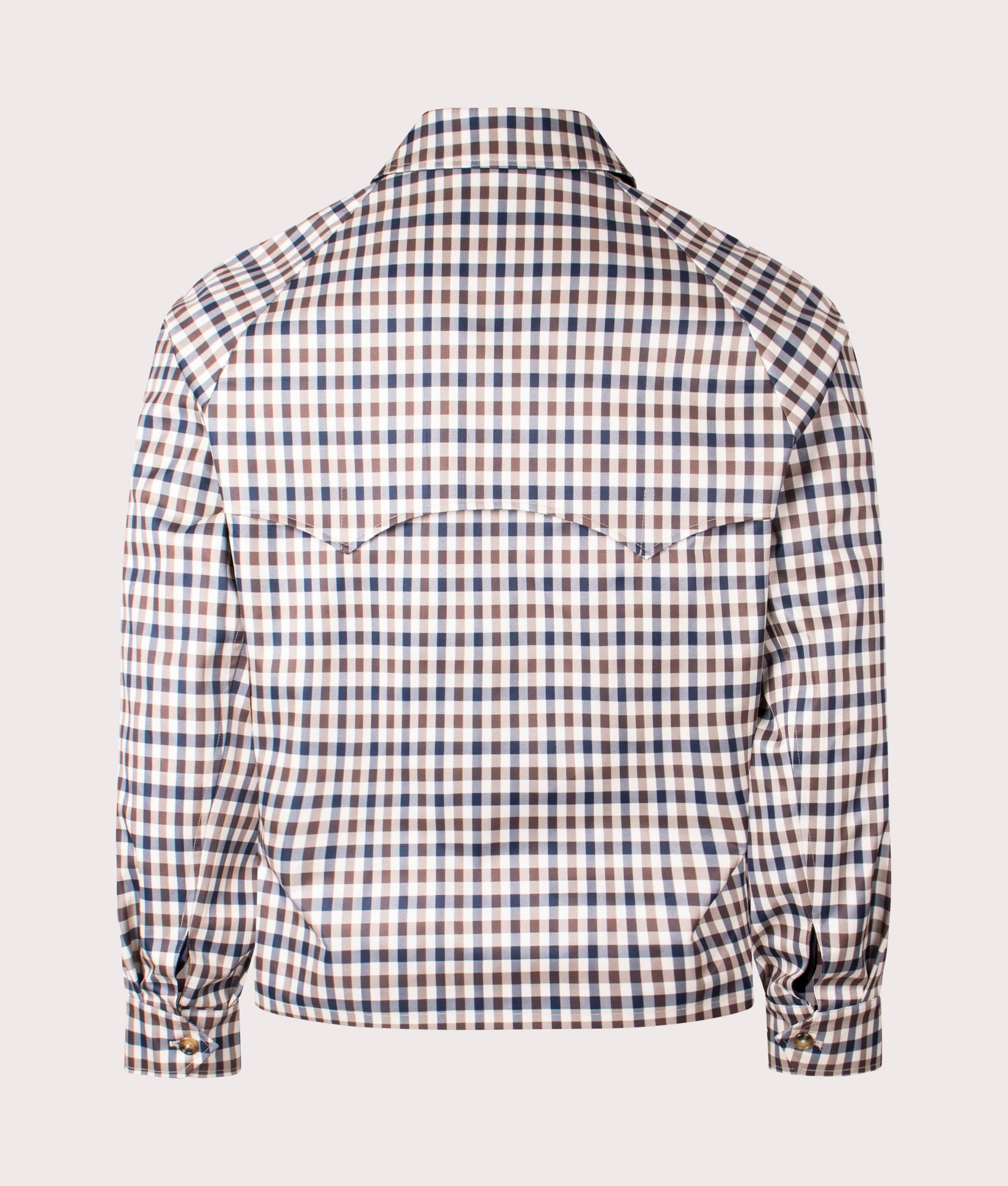 Aquascutum Archival Mid Jacket in Club Check at EQVVS. Back shot.