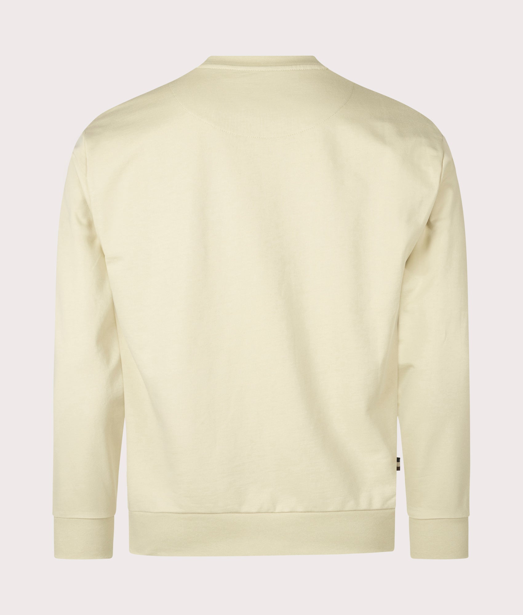 Aquascutum Iconic Pocket Crewneck Sweatshirt in Beige, 100% Cotton at EQVVS. Back shot. 