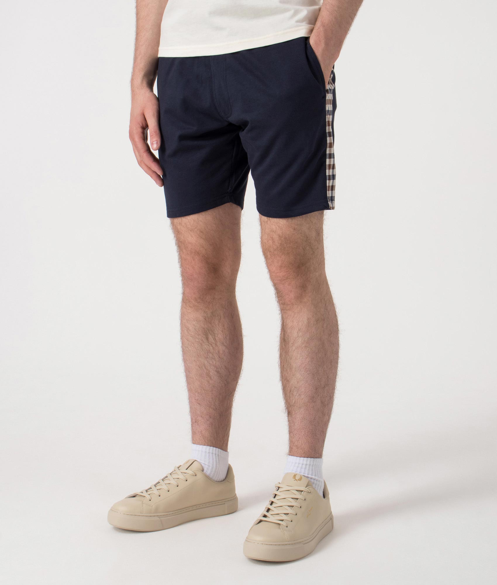 Club Check Details Short Pants. Shot by EQVVS. Front & detail shot.