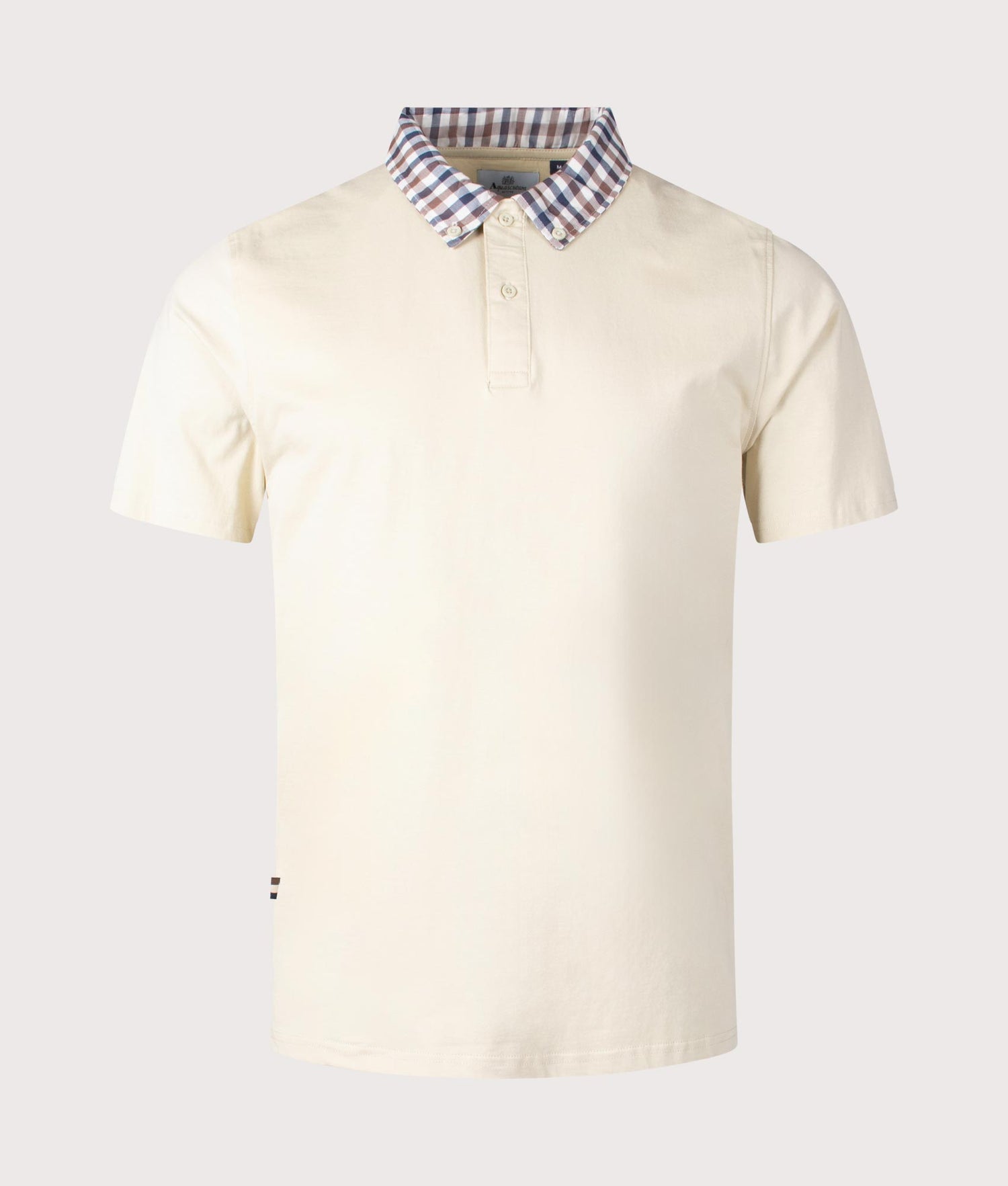 Supima Club Check Rib Polo Shirt in Beige | Aquascutum | EQVVS Supima Club Check Rib Polo Shirt in Beige | Aquascutum | EQVVS