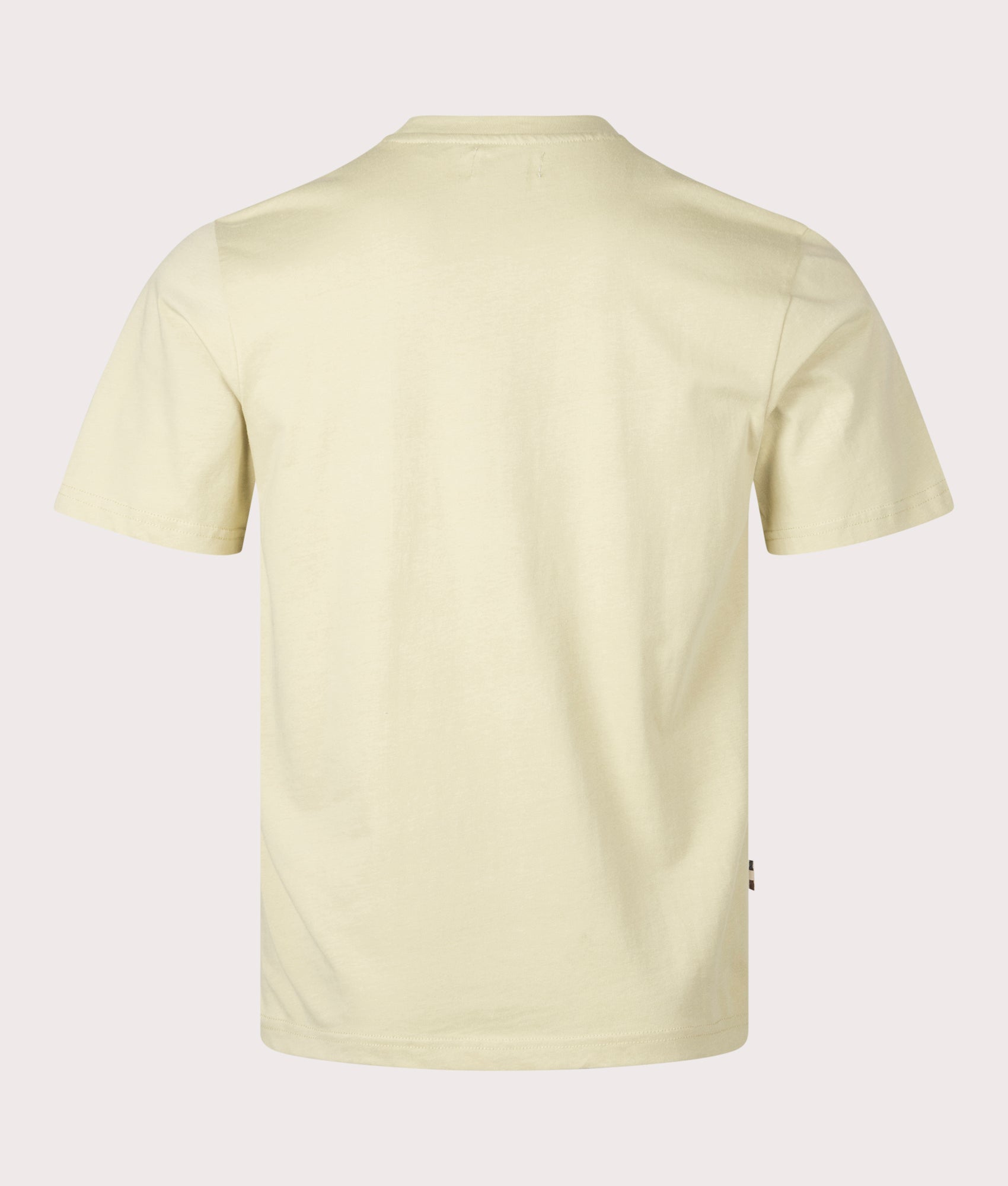 Aquascutum Club Check Pocket T-Shirt in Beige, 100% cotton at EQVVS. Back shot. 