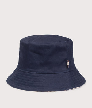 Reversible Club Check Bucket Hat. Shot by EQVVS. Front detail shot.