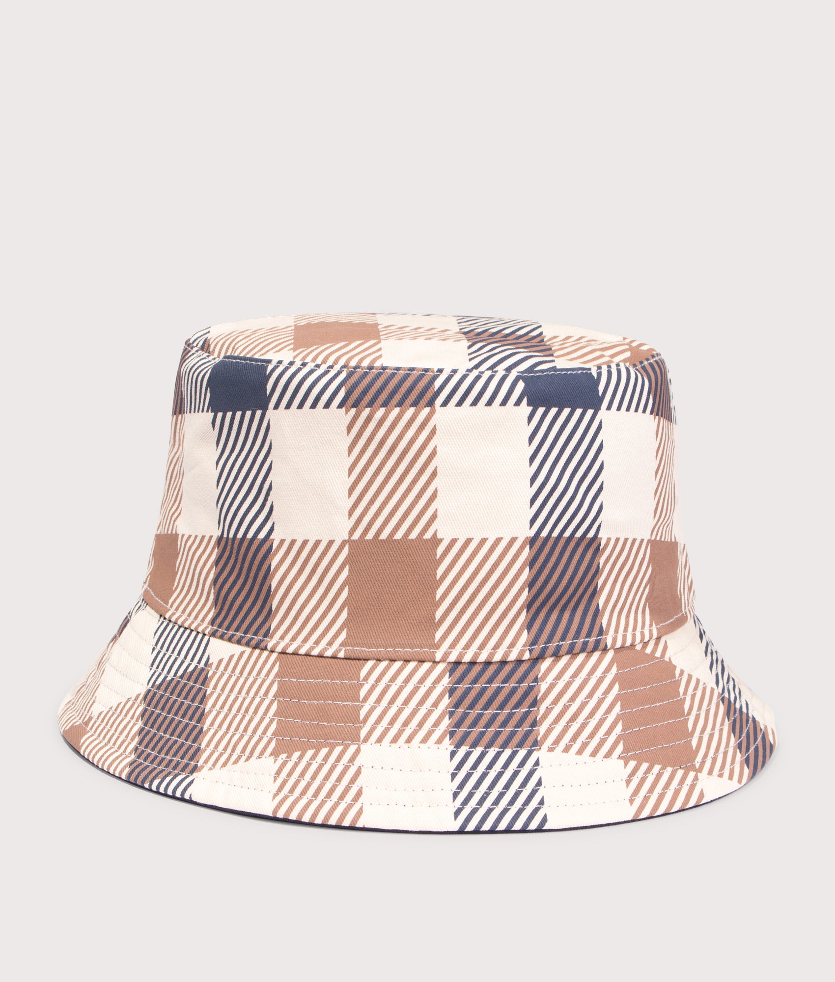 Reversible Club Check Bucket Hat. Shot by EQVVS. Front reversed shot.