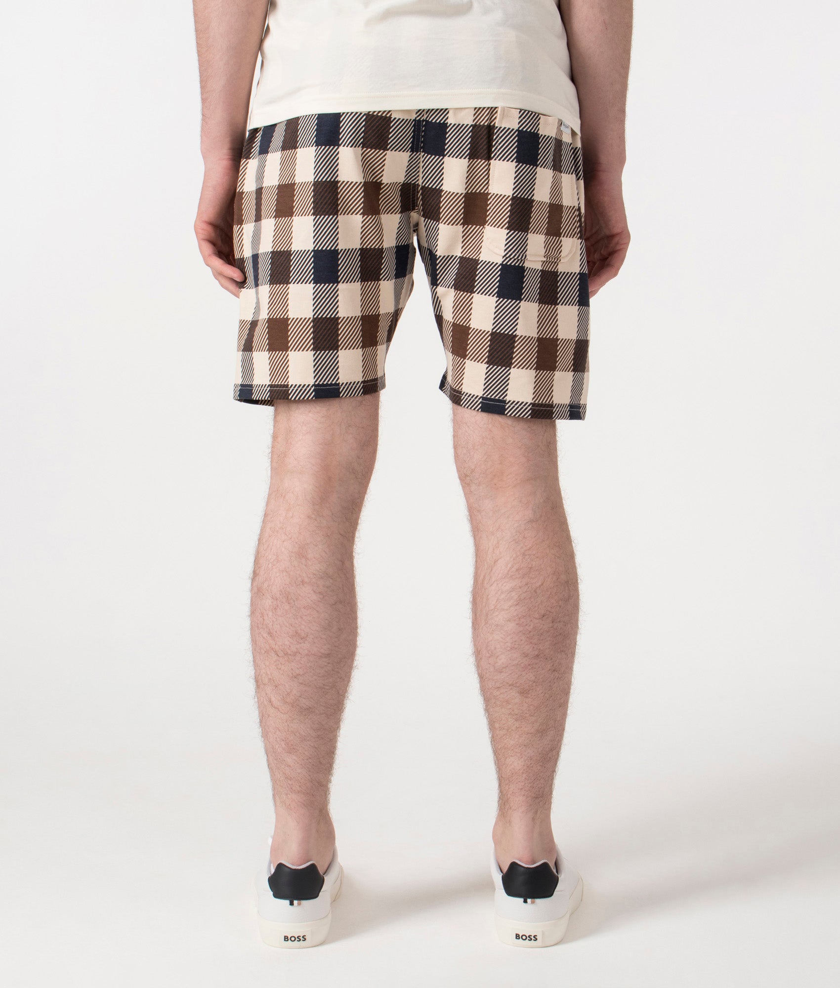 Aquascutum, Macro Club Check Short Pants, navy, Eqvvs Menswear, back shot angle
