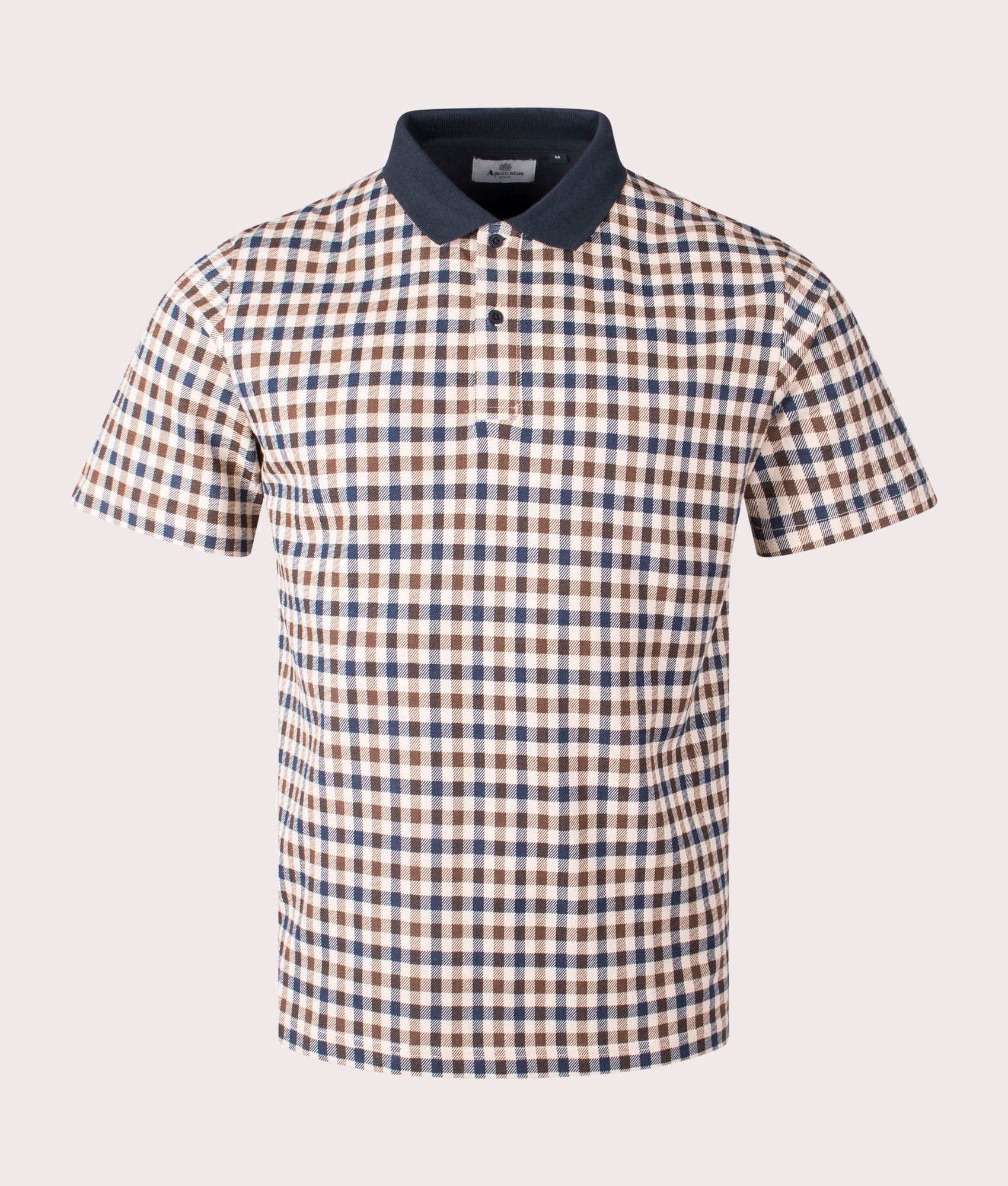 Aquascutum Iconic Club Check Polo Shirt in Navy | EQVVS Menswear