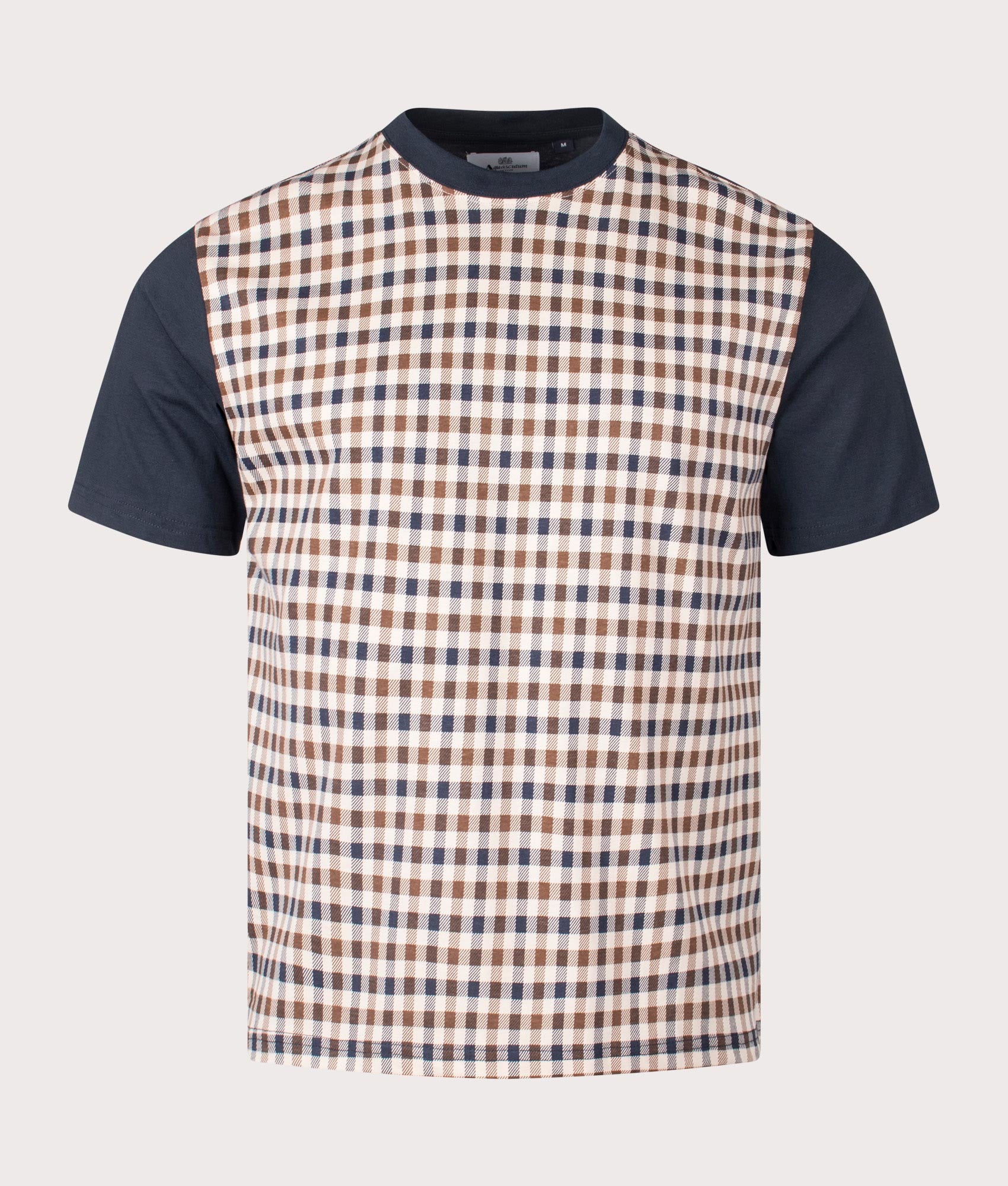 Aquascutum Iconic Front T-Shirt in Navy. Front shot at EQVVS.