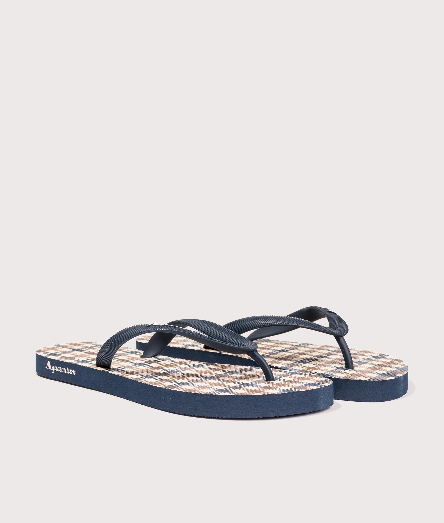 Aquascutum Iconic Flip Flops at EQVVS Menswear. Angled front shot.