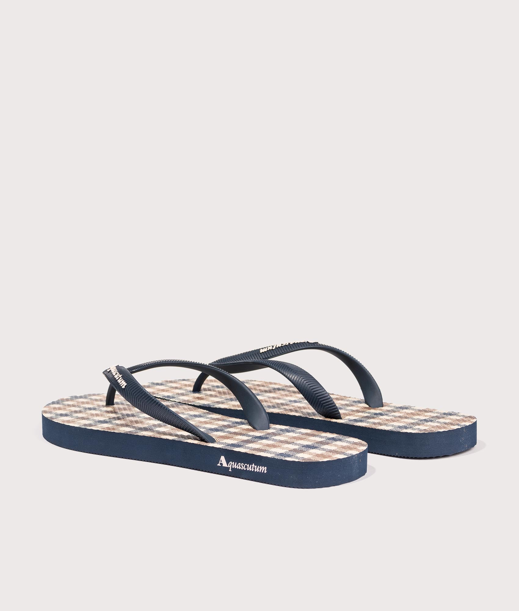 Aquascutum Iconic Flip Flops at EQVVS Menswear. Angled back shot.