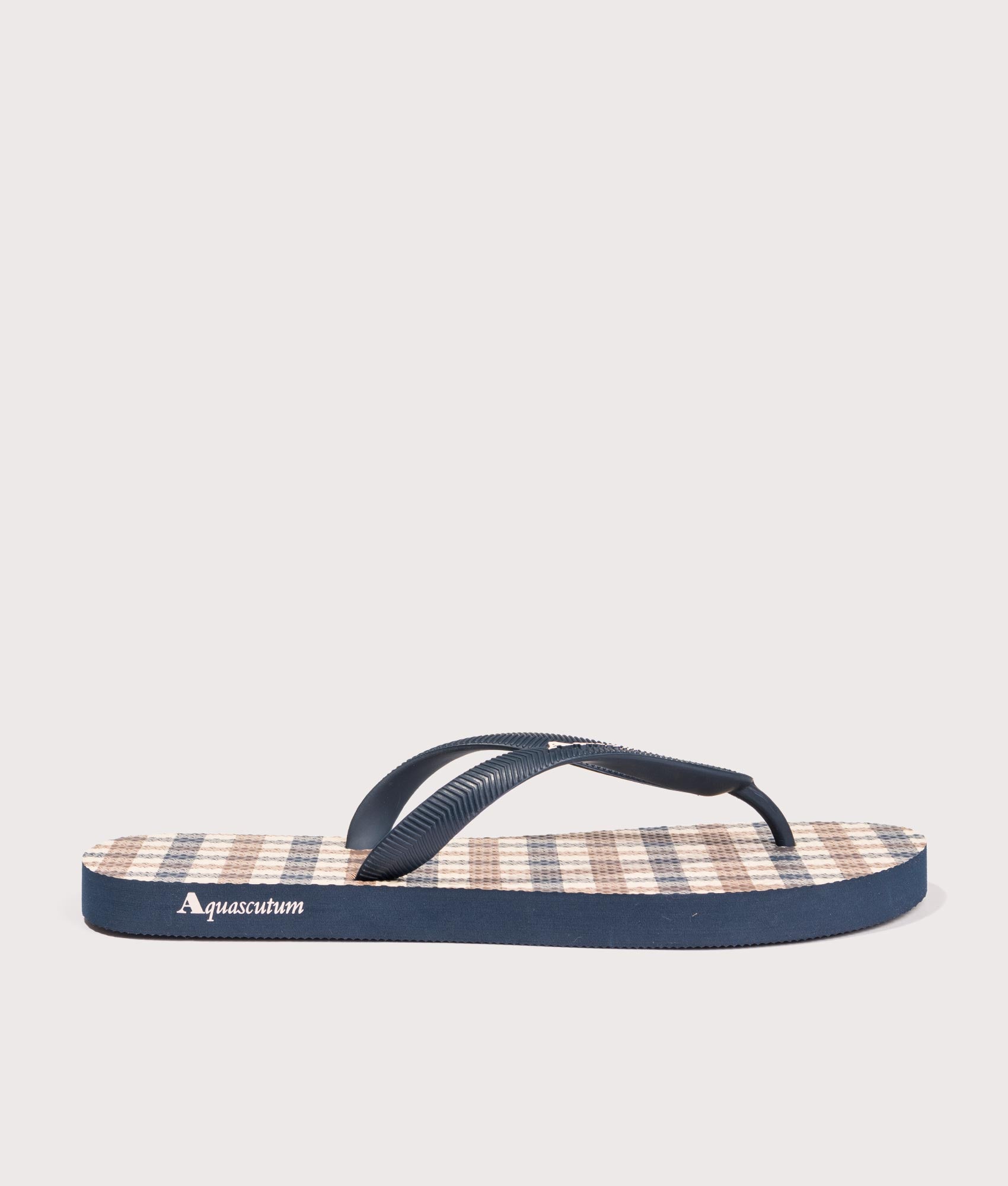 Aquascutum Iconic Flip Flops at EQVVS Menswear. Side shot.