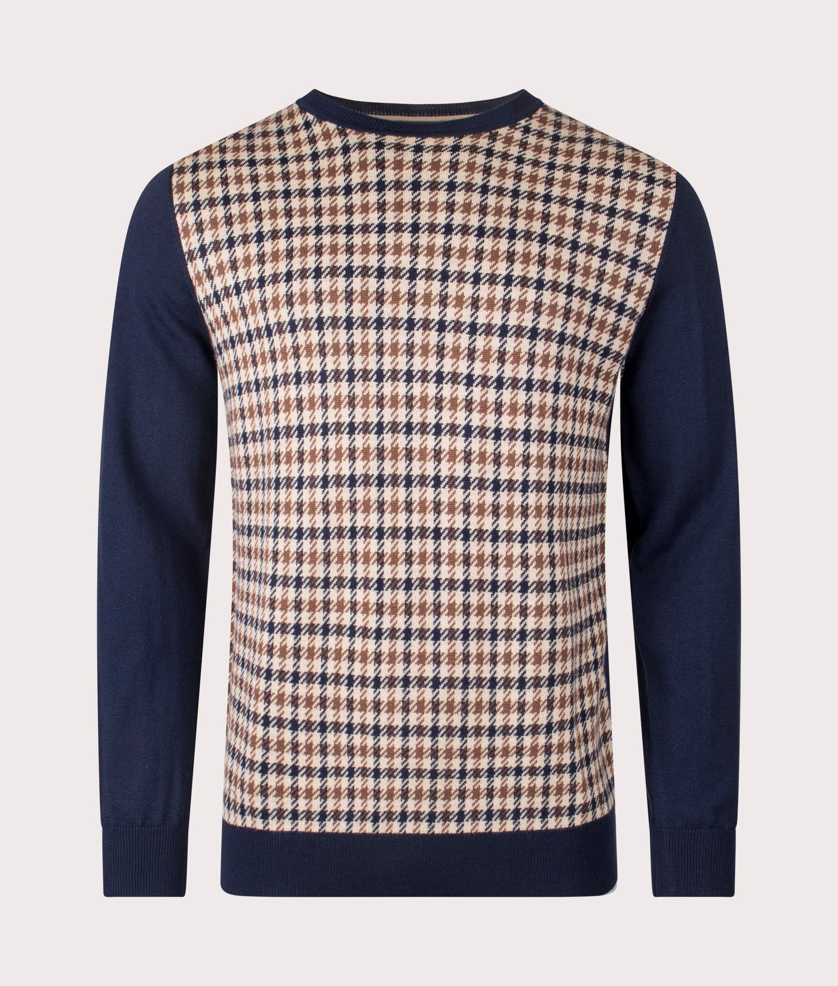 Aquascutum Active Check sweater at EQVVS Menswear. Front Shot. 