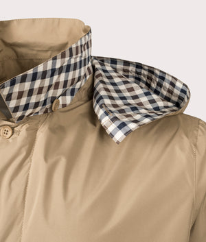 Aquascutum Packable Trench Coat in Khaki at EQVVS Menswear. Detail Shot. 