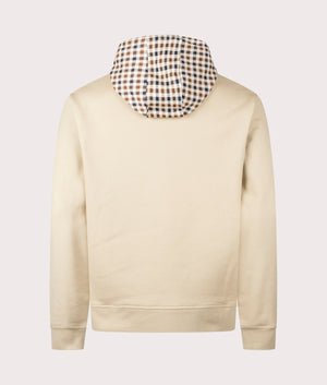 Aquascutum Club Check hoodie in Beige at EQVVS Menswear. Back shot.