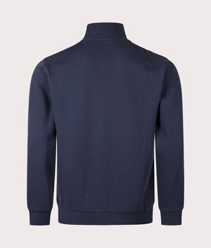Aquascutum club check shoulder full zip fleece track top in Navy at EQVVS Menswear. Back shot. 
