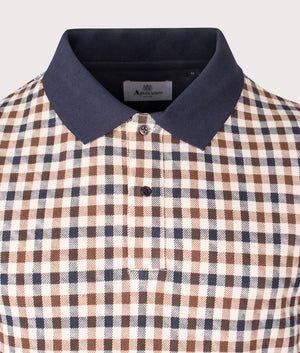 Long Sleeve Iconic Polo Shirt by Aquascutum in Navy. Shot by EQVVS. Detail shot.