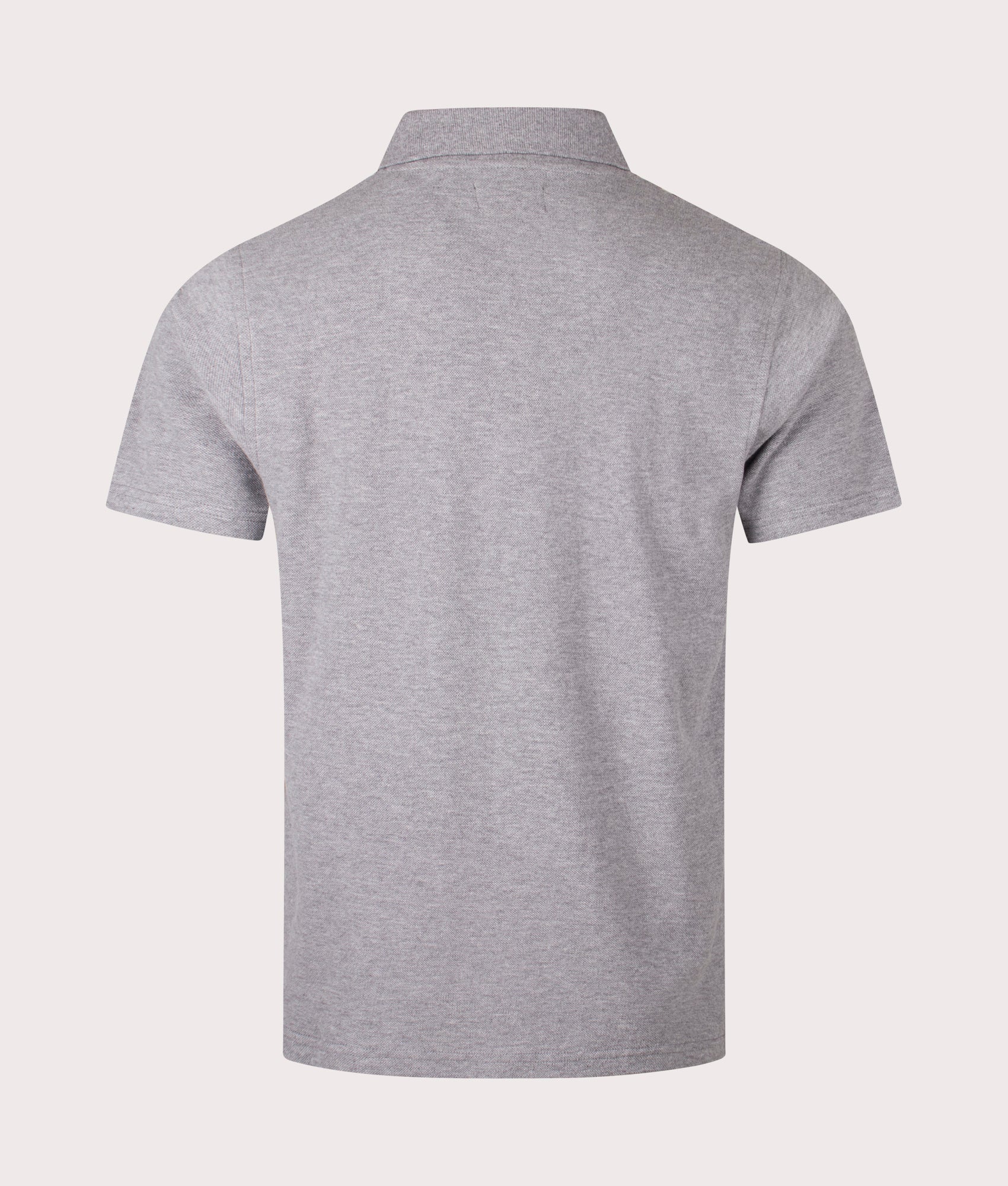 The Aquascutum Stripes Piquet Polo shirt in Grey at EQVVS Menswear. Back shot.