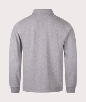 Aquascutum Stripes Piquet Long Sleeve Polo Shirt in Grey at EQVVS Menswear. Back shot.